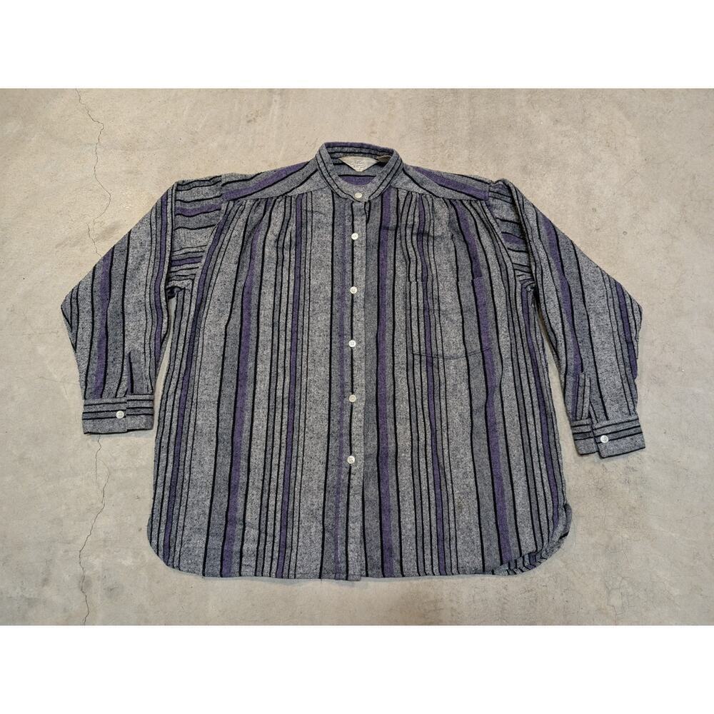 VTG Japanese Wool Blend Button Up Shirt Taylor & Spencer Womens 7 (L-XL) Striped